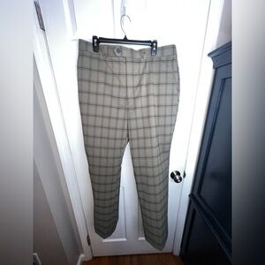 Cutter & Buck CB DryTec Pants Men’s 38 Brown Check Golf Athleisure Preppy 38x32